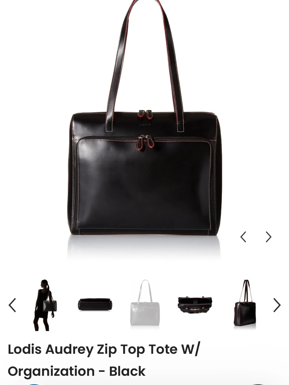 Band new Lodis Audrey Zip Top Tote with Organization - Black